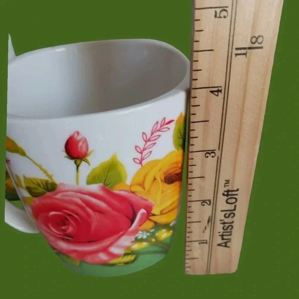Xiao dang roses coffee cup square 13oz set of 2